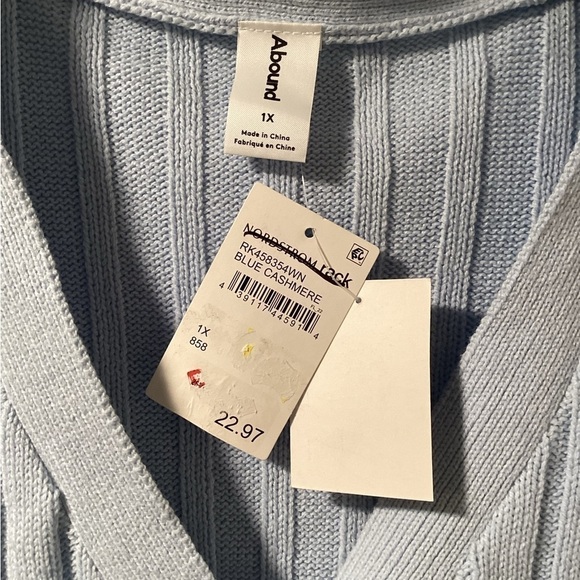 Nwt Nordstrom Abound Long‎ Sleeve Ribbed Cropped Cardigan  Size 1X - Picture 4 of 9